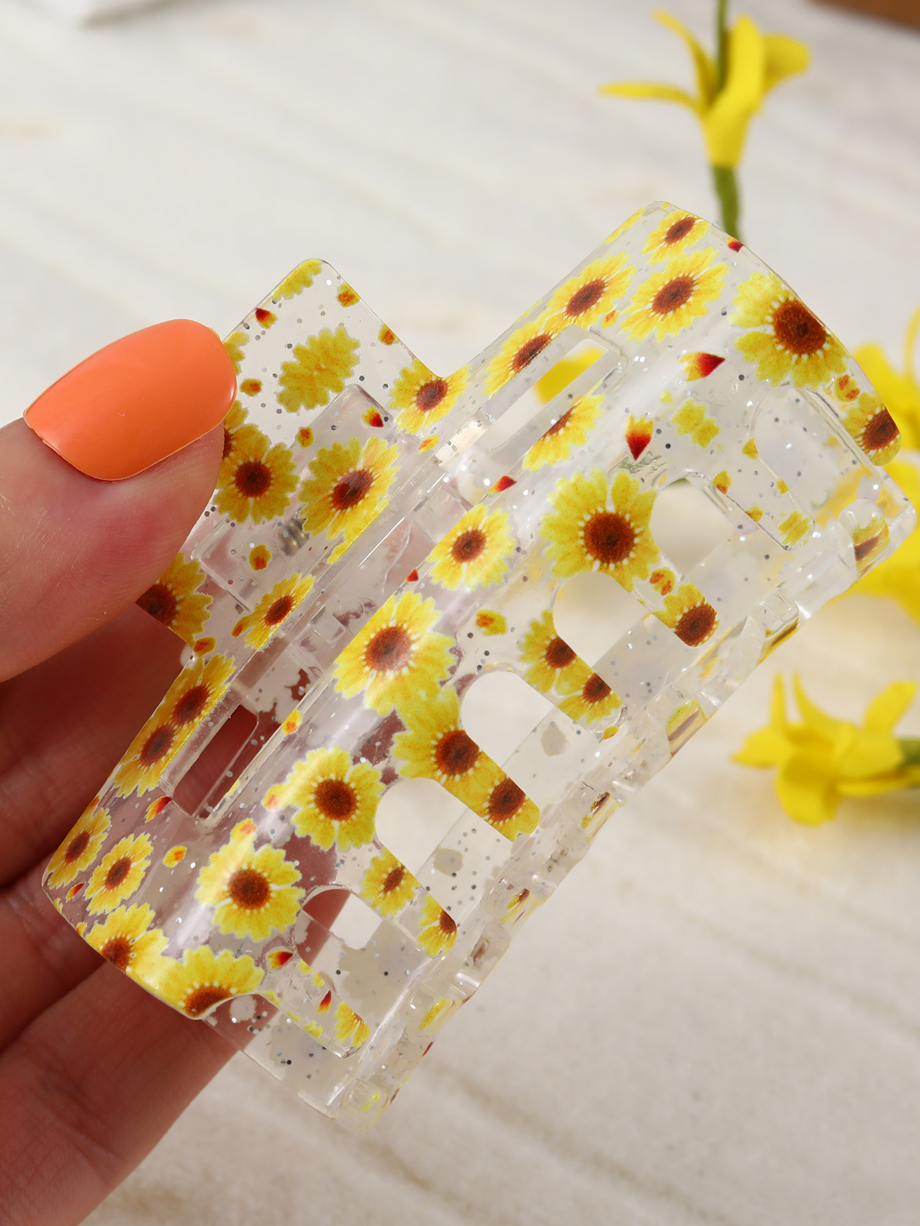 Acetic acid sheets Material Sunflower Pattern Women's Gender Simple Style Style Women's Simple Style Sunflower Acetic Acid Sheets Hair Claws