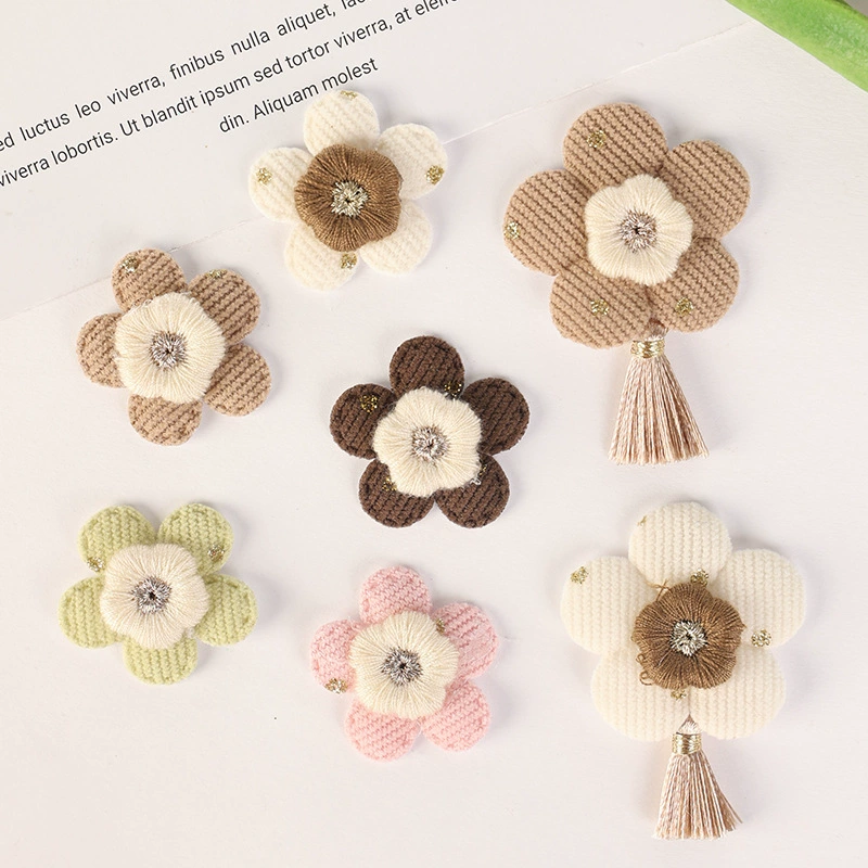Теплая осенняя и зимняя ткань с пятью лепестками из бахромы цветочные аксессуары ручной работы DIY головной убор одежда носки аксессуары