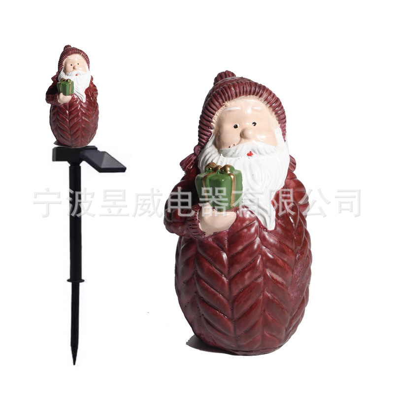 Nuevo solar Navidad muñeco de nieve enano resina césped jardín lámpara vacaciones jardín paisaje atmósfera lámpara