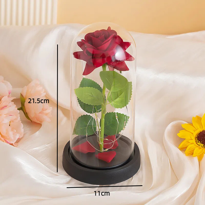 Unisex rose immortal flower glass cover Mother's Day Valentine's Day Christmas gift decoration ornaments_voghion.com
