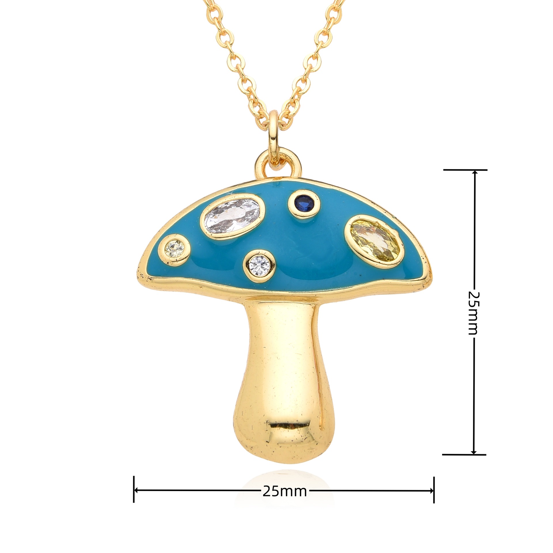 12g Weight Copper Inlay Mushroom Zircon Pendant Necklace