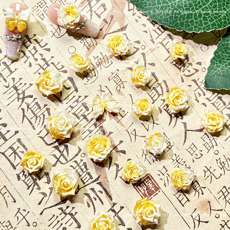 New Fine Flash Yellow Soft Flower Nail Art Jewelry Rose Camellia Nail Art Material Luminous Flower Nail Art Jewelry New Fine Flash Yellow Soft Flower Nail Art Jewelry Rose Camellia Nail Art Material Luminous Flower Nail Art Jewelry
