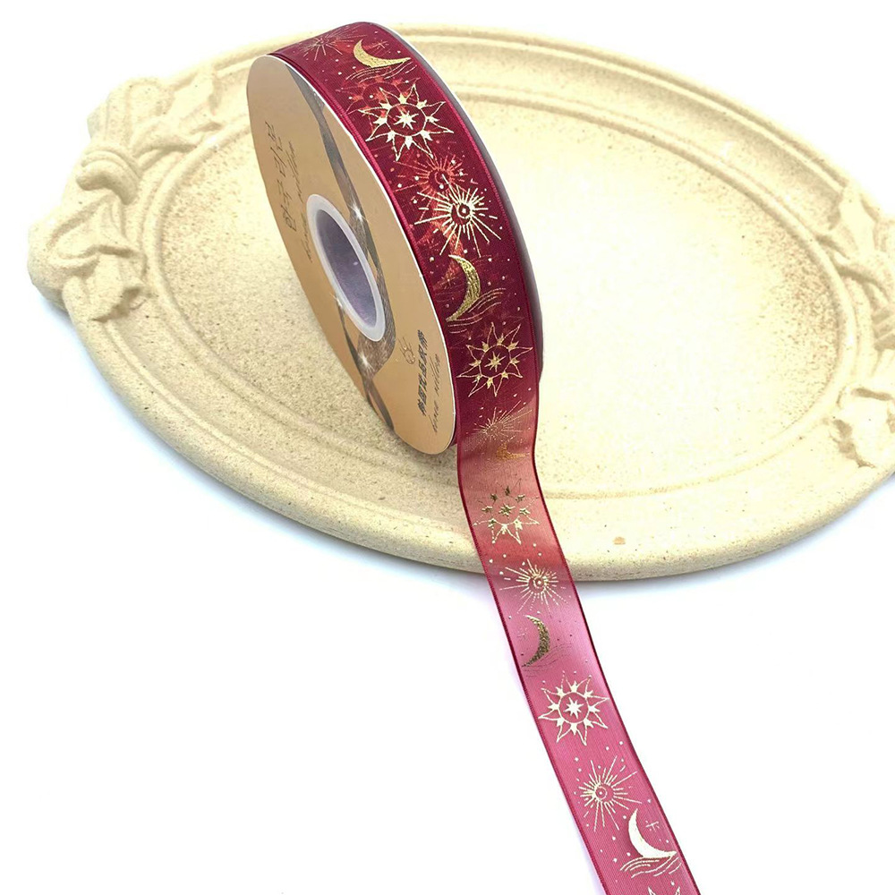 2,5 hilo transparente dorado Cinta vino rojo estrella de cinco puntas hilo de nieve cinta Barra soporte hecho a mano DIY cinta de embalaje al por mayor