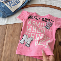 【】日系童裝中古DD兒童卡通T恤徽章短袖上衣