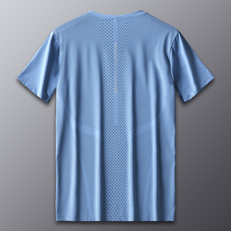 Camiseta deportiva de seda de hielo para hombres de manga corta de verano delgada suelta ropa de baloncesto transpirable media manga camisa absorbedora