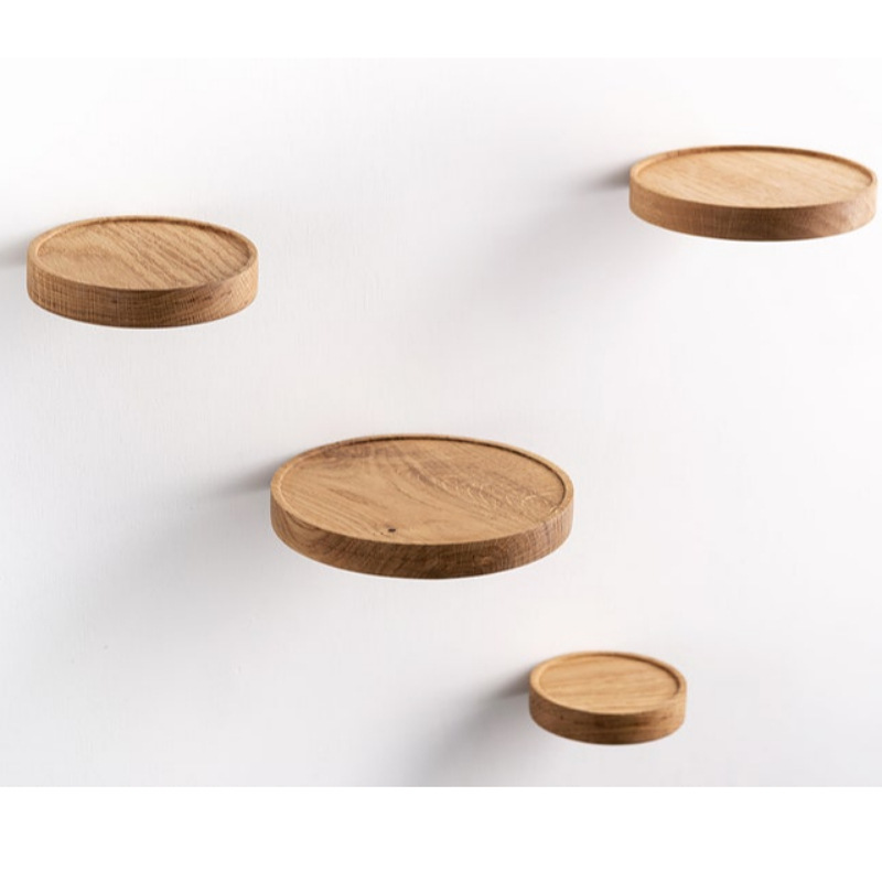 Estante de pared transfronterizo sala de estar partición de pared de madera estante de pared redonda estantería de pared TV decoración de la pared