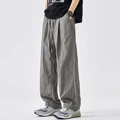 アメリカンカジュアルスポーツパンツメンズルーズストレート2025夏薄手カジュアルワイドレッグメンズロングパンツドロップシッピング