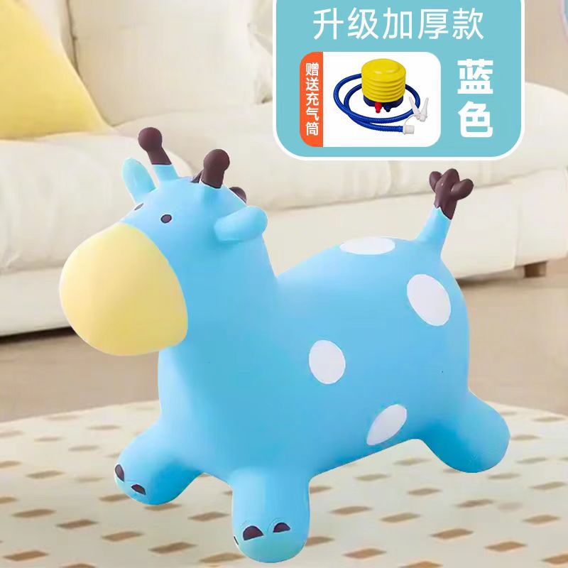 蓝色河马造型跳跳马送气泵
