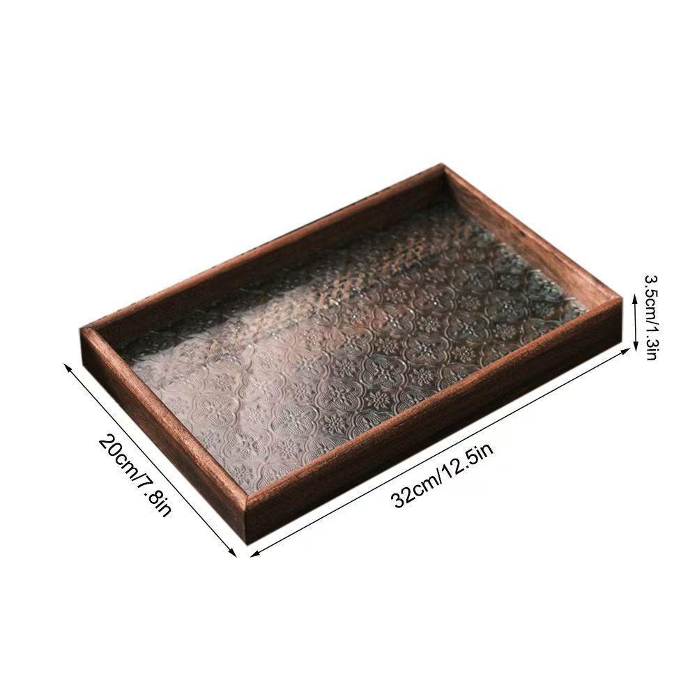 Bégonia retro bandeja de té rectangular de alto valor de madera refrigerio taza de té bandeja de té bandeja de vidrio
