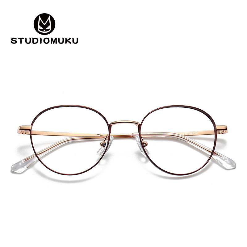 STUDIOMUKU mu gafas frescas luz clásica forma de marco redondo retro con gafas de miopía de identificación marco