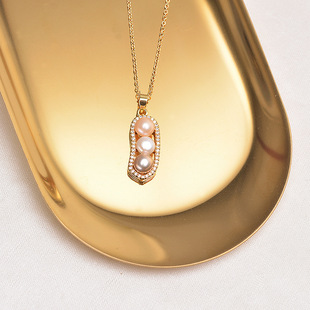 14k gold injection freshwater pearl necklace pendant light luxury niche design clavicle chain factory direct wholesale