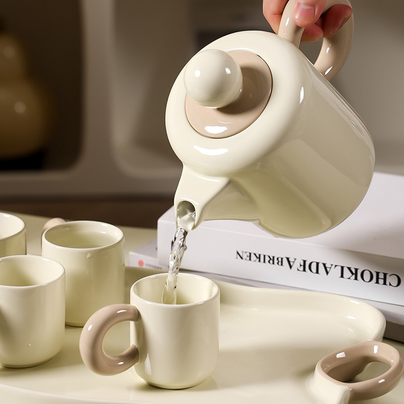 Tazas de agua de cerámica de viento de crema set de tazas de té tetera de té de lujo sala de estar regalo de cumpleaños de boda