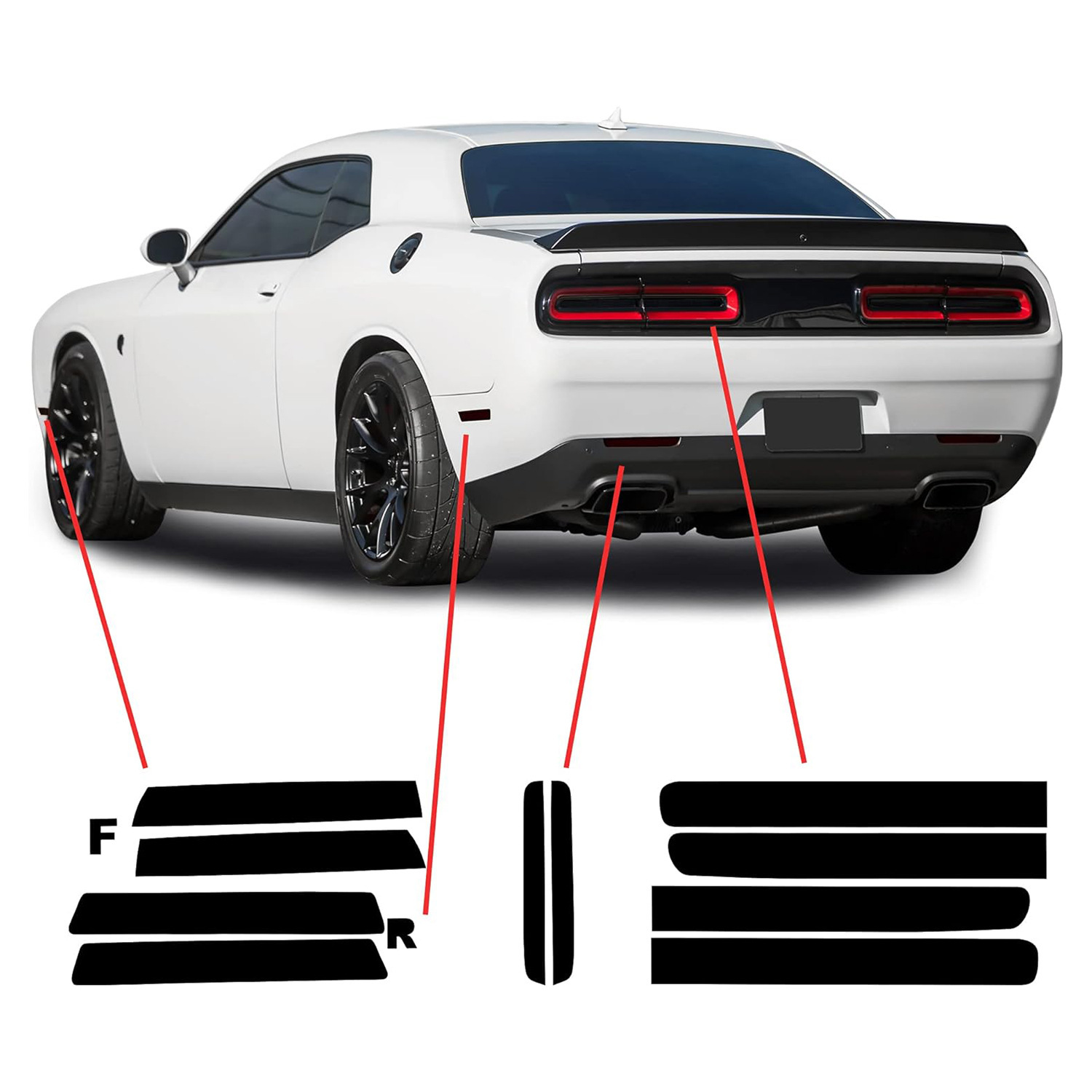 Aplicable a Dodge Challenger 2015-2022 lámpara película luz trasera etiqueta lateral reflector trasero kit lámpara película pegatina
