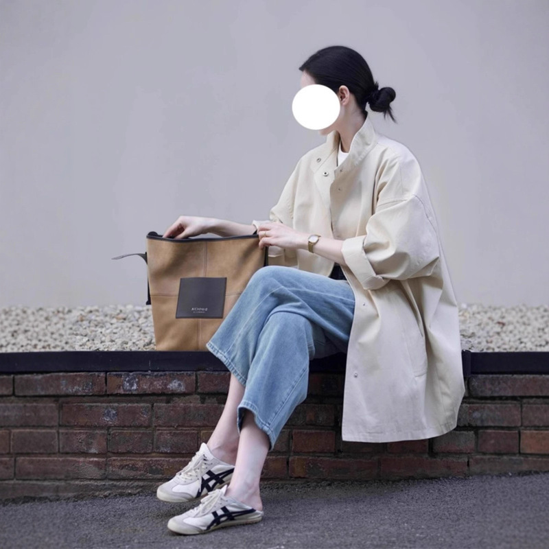 Women's Trench Coat 2026 New Spring and Autumn Style for Petite Figures, Casual Loose Japanese Workwear, Simple and High-End Feel