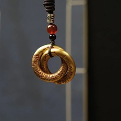 黄銅乾坤輪のハンドルのペンダントの十字の天経のミニの携帯の7星のペンダントのペンダントの盤のハンドルの部品