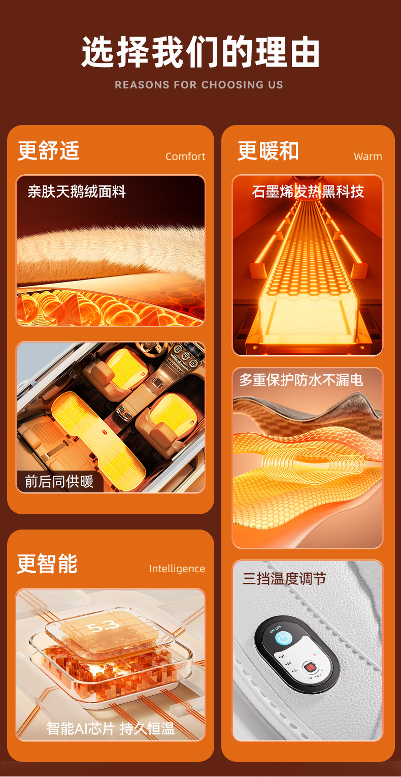 New Graphene Car Seat Cushion down Warm USB Cigarette Lighter Quick Heat Office Chair Winter Warm Magical