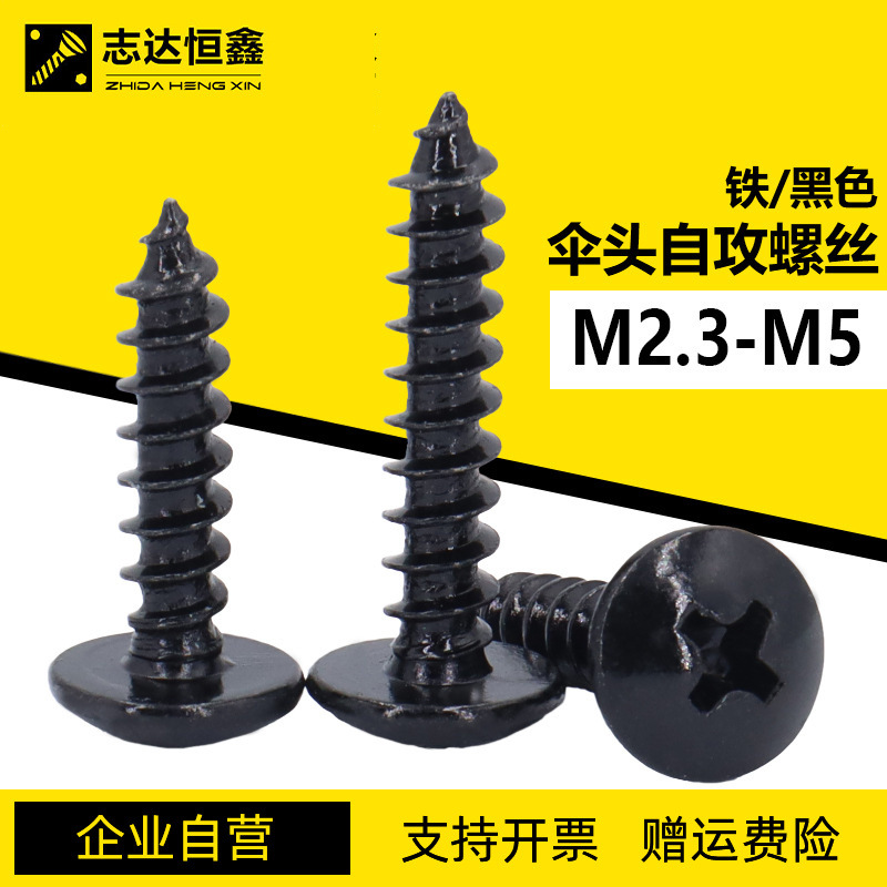 黑色TA伞头十字槽自攻螺丝大扁头自攻钉M3M3.5M4M5M6 现货批发