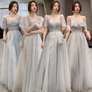Gray Bridesmaid Dress Fairy Temperament 2025 New Spring Sisterhood Dress Female Graduation Season Photo Long Bridesmaid Dress