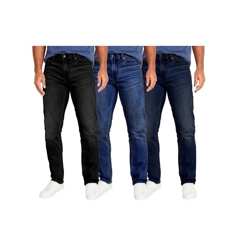 S2629 Dropshipping Aliexpress Amazon Cross-Border New Men's Jeans 3-Piece Set Men's Stretch Slim Wholesale