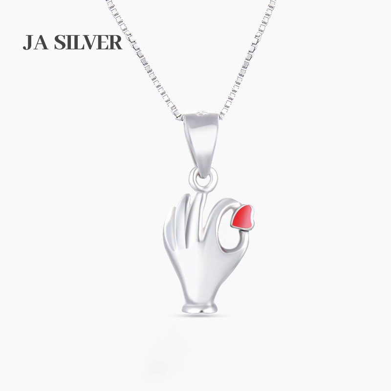 S925 plata esterlina gestos ok colgante nicho diseño pequeño amor colgante de plata estudiantes colgante de dinero al por mayor