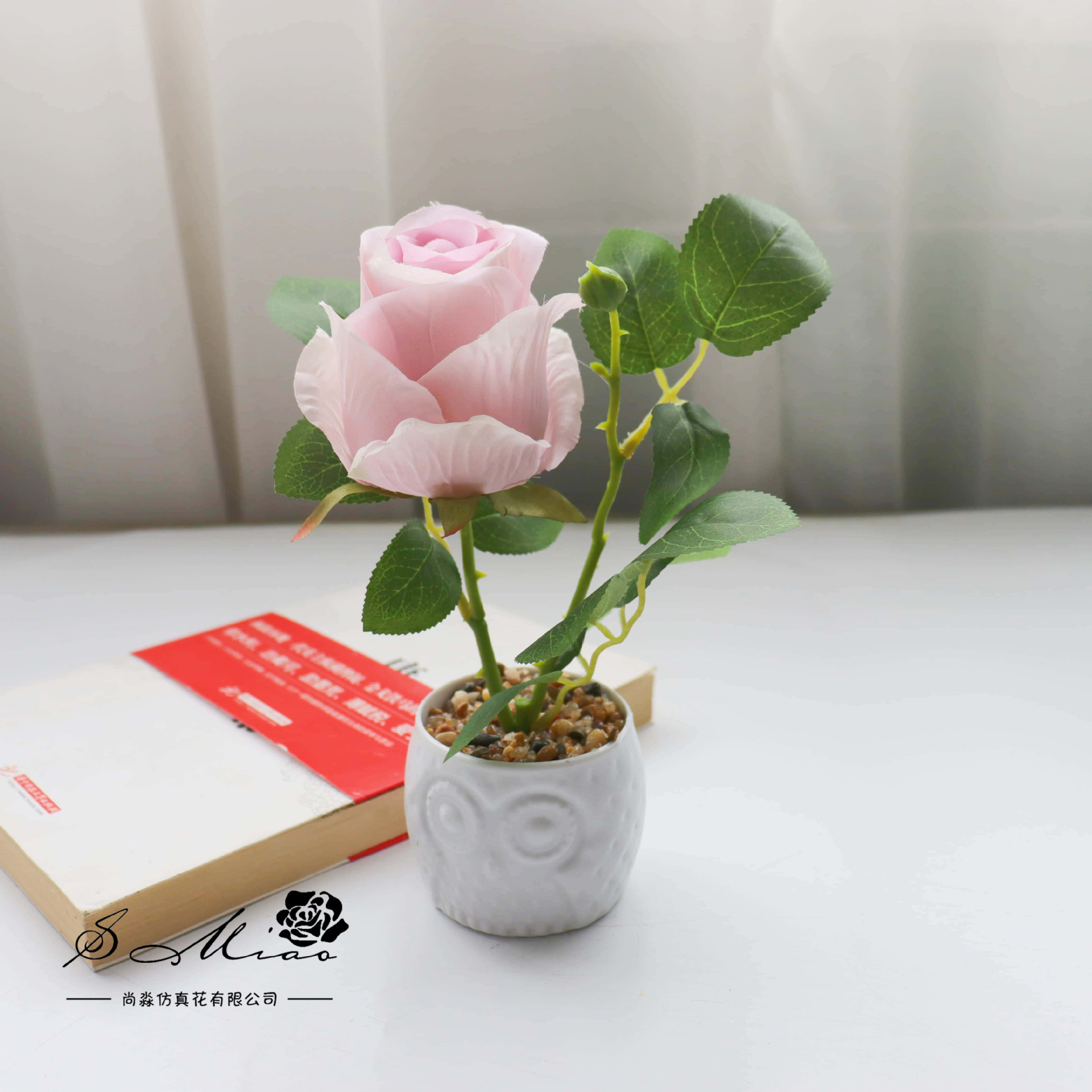 Flores falsas estilo pastoral rosa bonsai simulación flor de moda decoración creativa plantación verde artificial simulación maceta image 10