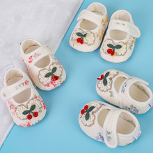 新款春夏印花布婴儿鞋子0-12月软底公主风女宝宝防滑学步鞋可批发