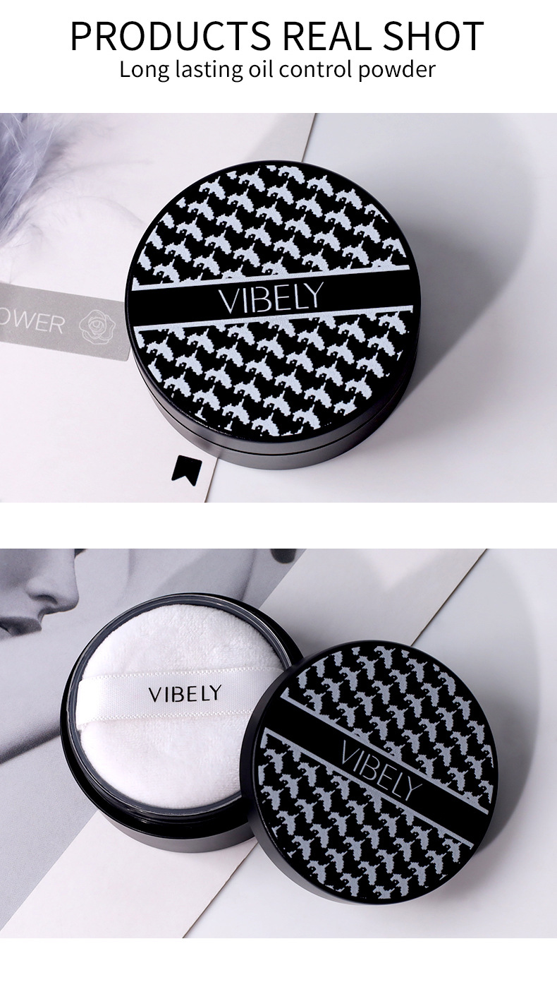 VIBELY Thousand Bird Pattern Breathable Oil-control Setting Powder, Clear, Smooth, Waterproof and sweat-proof Setting Powder puff undefined