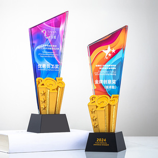 2025 New Outstanding Newcomer Honorary Enterprise Award Lettering Crystal Trophy Color Printing Creative 3D Printing Trophy