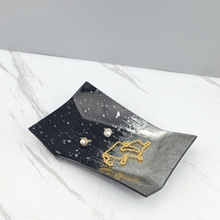 现代简约长方形玻璃拼色果盘装饰托盘摆件玄关客厅酒店家居装饰品