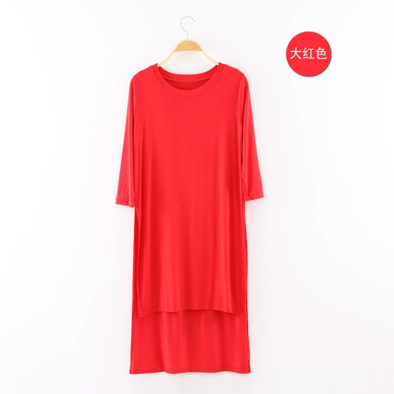 Распродажа~ свободная базовая одежда для тренировок, длинный крой из модала с разрезом