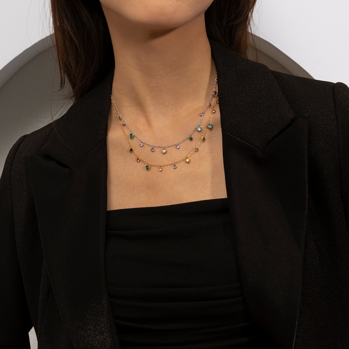 Collar de acero inoxidable de alta calidad ligero y lujoso, collar de oro y plata multicolor no se desvanece