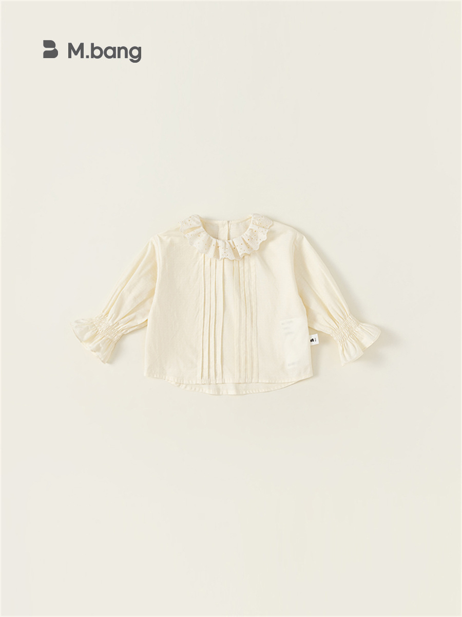 Babycity niños camisa de primavera y otoño ropa de las niñas collar de la muñeca camisa de color sólido estilo coreano superior estilo occidental QY23281