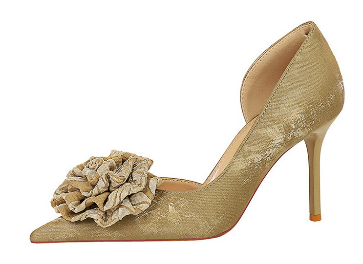 High heels, stiletto heels, shallow-cut, pointy side, floral shingles_voghion.com