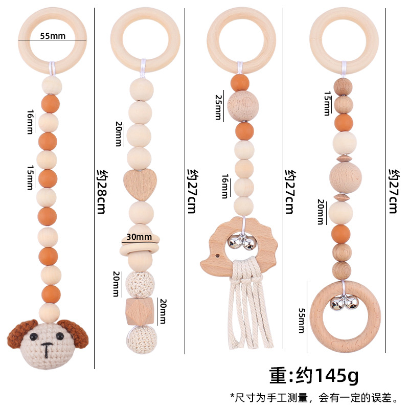 Suministros para bebés de dibujos animados animal cachorro colgante de punto de cuatro piezas de los niños de educación temprana Beech sonajero adornos de juguete