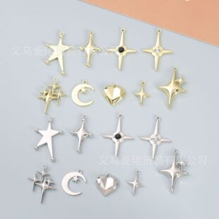 diy Handmade Material Glossy Star Moon Pendant Earrings Necklace Alloy Jewelry Accessories Sweet Cool Style