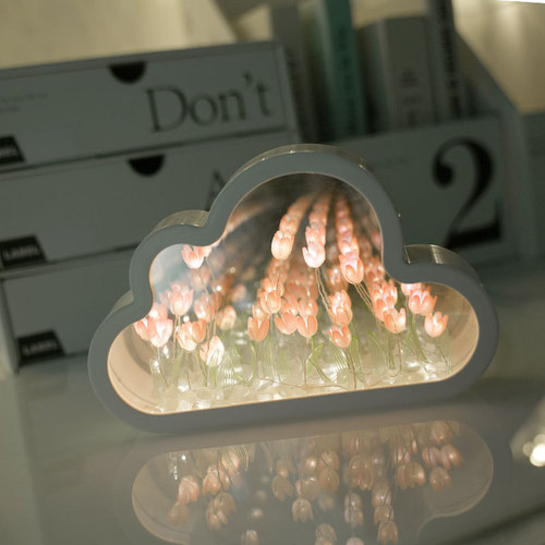 Tulip Cloud Mirror Creative Night Lamp Gift Christmas Festival Gift Girlfriend Friend Atmosphere Handmade Decor