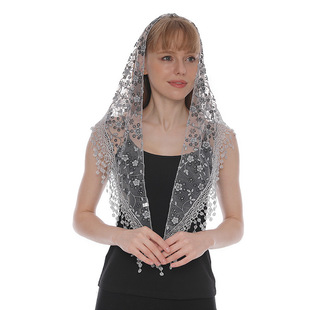 Spring and Autumn Floral Lace Korean Style Triangle Veil Wholesale Classic Breathable Hollow Solid Color Women's Triangle Towel SJJ01