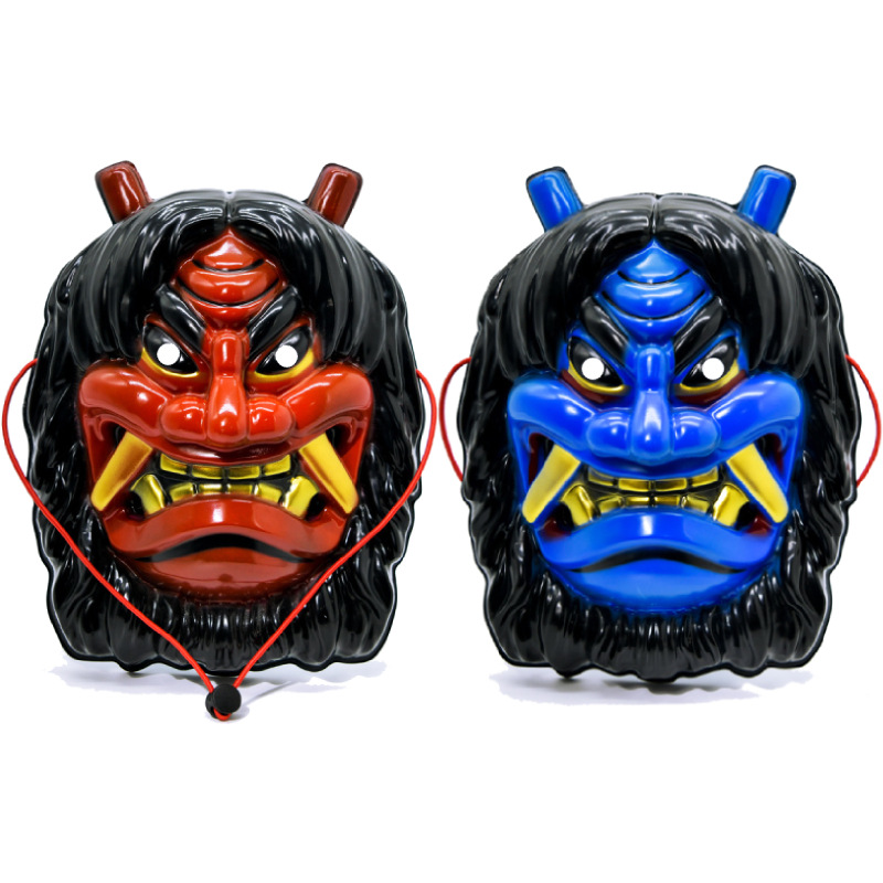 天狗日系能劇マスク牛魔王赤面鬼顔悪魔加硫鞍馬牛角封印赤般若マスク