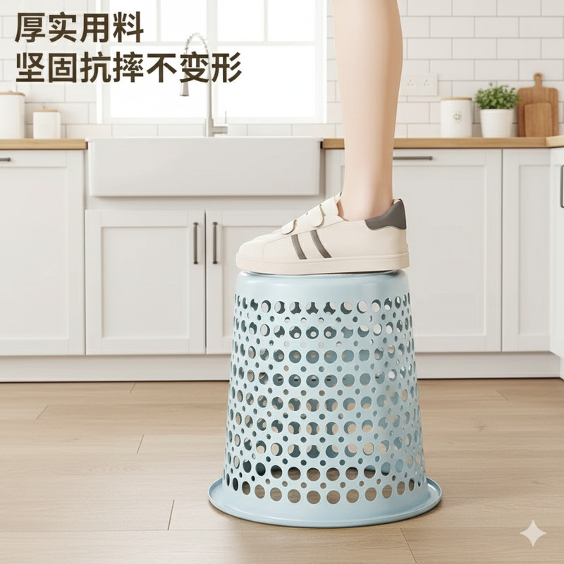 【Modern】Simple Household Hollow-Out Trash Can, Plastic Waste Bin Without Pressure Ring, Minimalist Kitchen and Bathroom Trash Basket 【Modern】Simple Household Hollow-Out Trash Can, Plastic Waste Bin Without Pressure Ring, Minimalist Kitchen and Bathroom Trash Basket