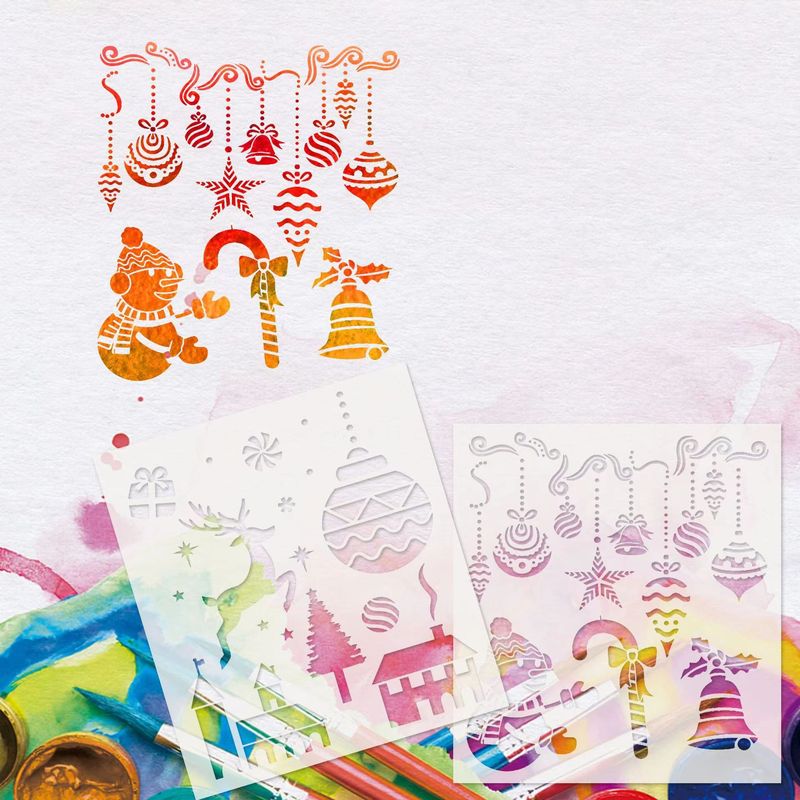 6枚のクリスマス透かし絵テンプレート、子供や学生向けの手描きDIYパターン、模写、落書き、捺染、透かし印刷テンプレート|undefined