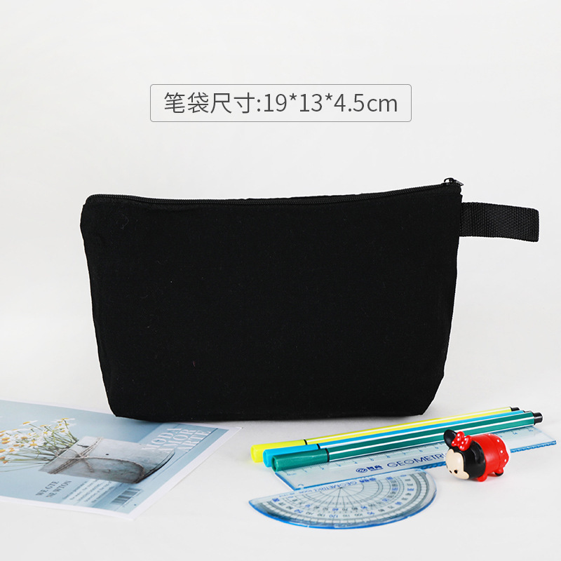 キャンバスペンバッグカスタムロゴ女性クロスボーダーアマゾンジッパー旅行化粧品バッグ肥厚文具収納袋卸売|undefined