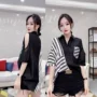 露肩短袖条纹新款衬衫