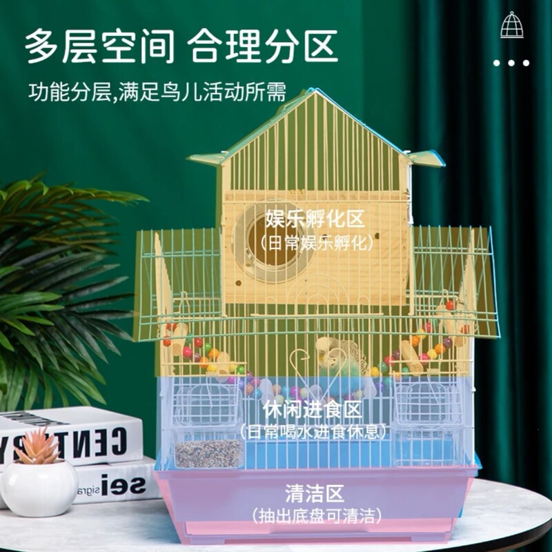 Budgie bird cage, large peony bird villa cage, finch bird cage, pearl iron metal bird cage, small bird cage, free shipping