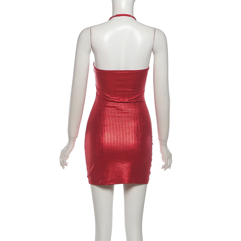 2026 European And American Spring New Fashion Sexy Slim Waist Personality Halter Neck Bodycon Dress For Women_ecoleips.com