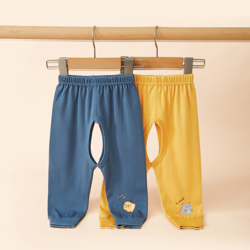 Baby Pants Spring and Autumn Open-Crotch Pants Pure Cotton Seamless Children's Split Pants Infant Long Pants Outerwear Leggings Thermal Pants