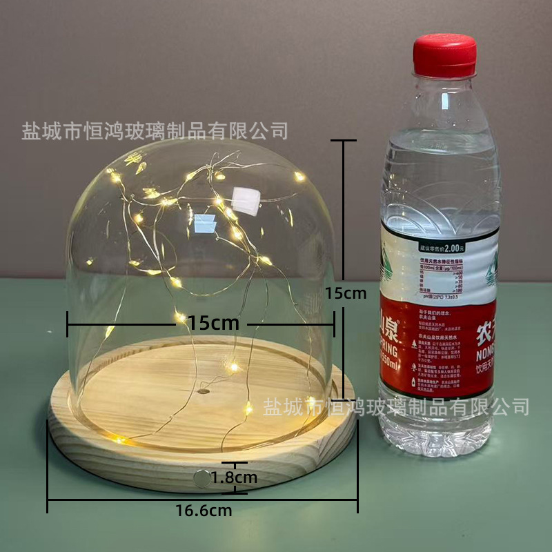海胆永生花干花侧面触摸开关玻璃罩子底座带灯展示盒手办创意|undefined