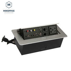 【新款桌面插座】按键式电动插座线盒多媒体家具会议桌排插座圆角