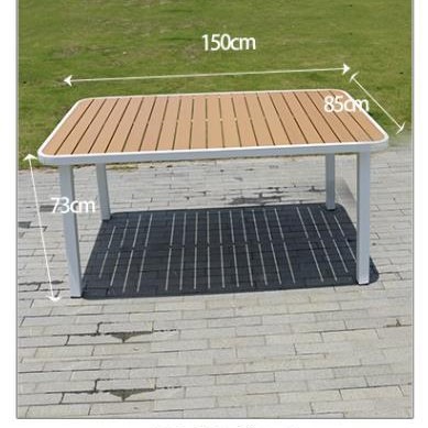 Mesa de madera de plástico al aire libre y silla combinación terraza patio al aire libre ocio balcón jardín mesa de té anti-corrosión madera impermeable mesa y silla conjunto
