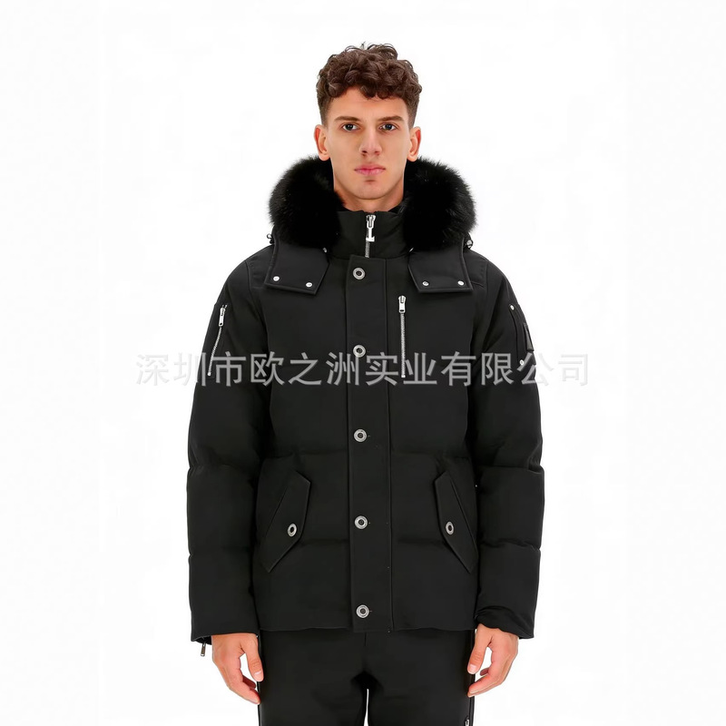 Palm Moose Men's Fur Collar 3Q down Jacket Thickened Hooded Parka Winter Export White Duck down Jacket Palm Moose Men's Fur Collar 3Q down Jacket Thickened Hooded Parka Winter Export White Duck down Jacket