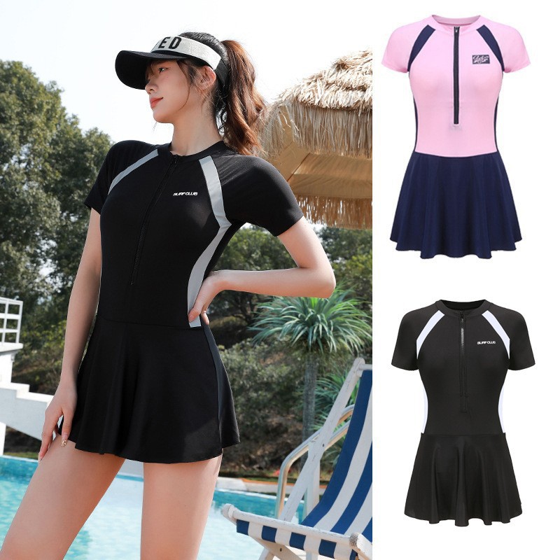 Swimwear Woman Korea ins major Skirt Hot springs conservative Cover the belly Show thin Large 2022 Siamese Swimming suit